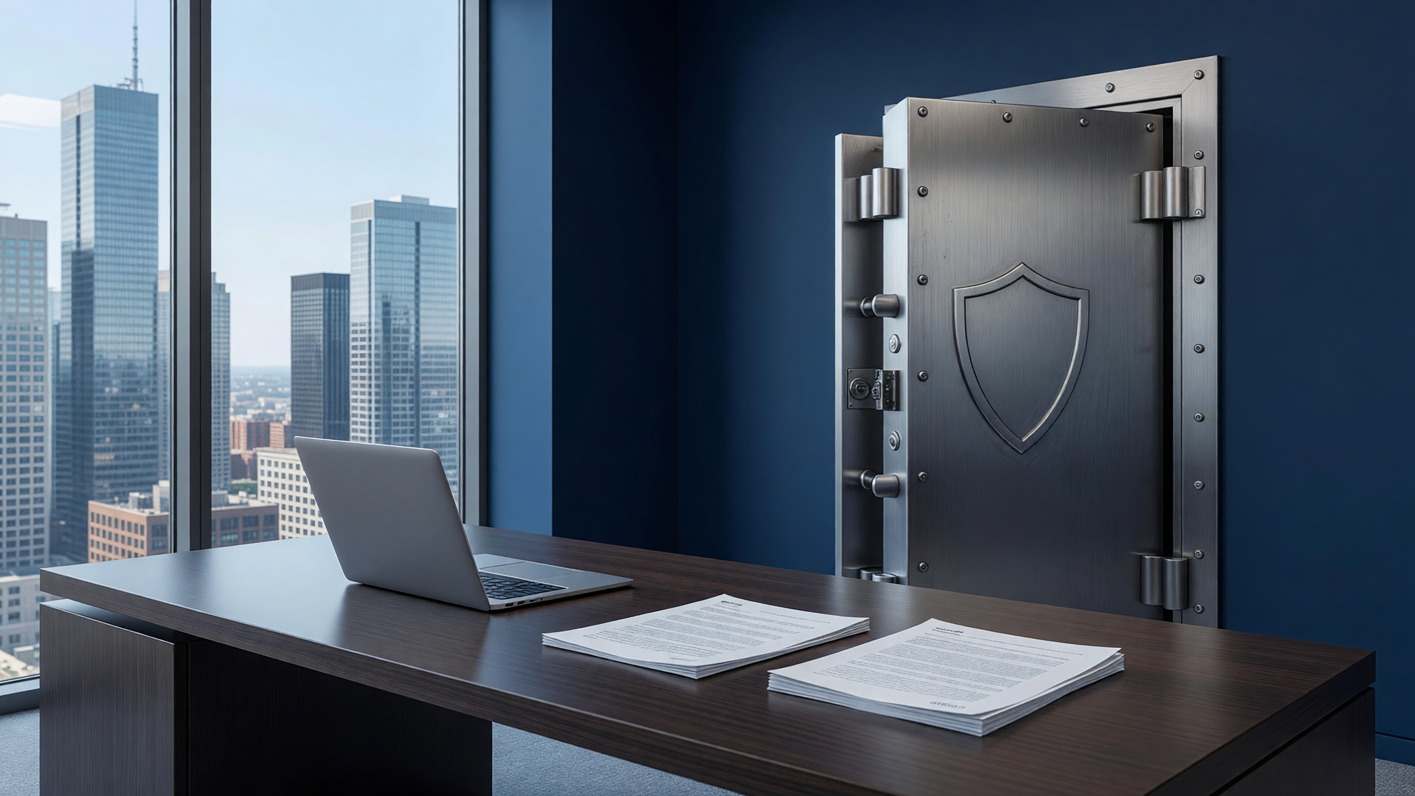 Wyoming LLC formation and asset-protection documents on a desk