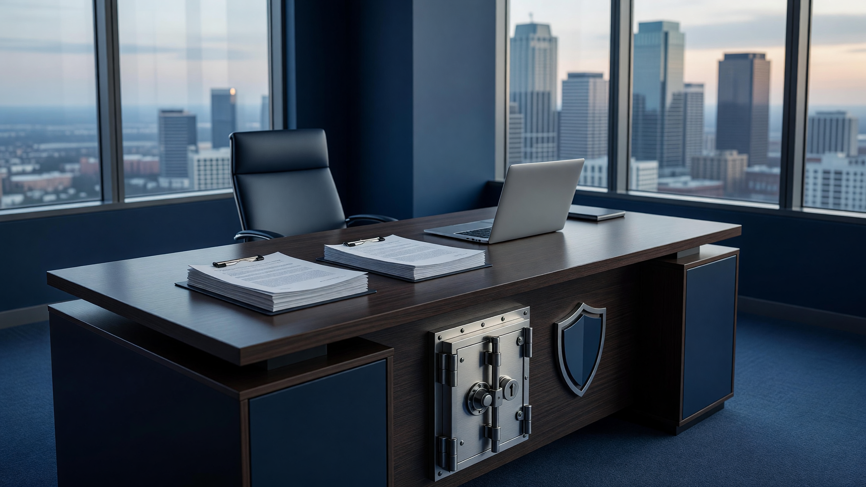 Wyoming LLC formation and asset-protection documents on a desk
