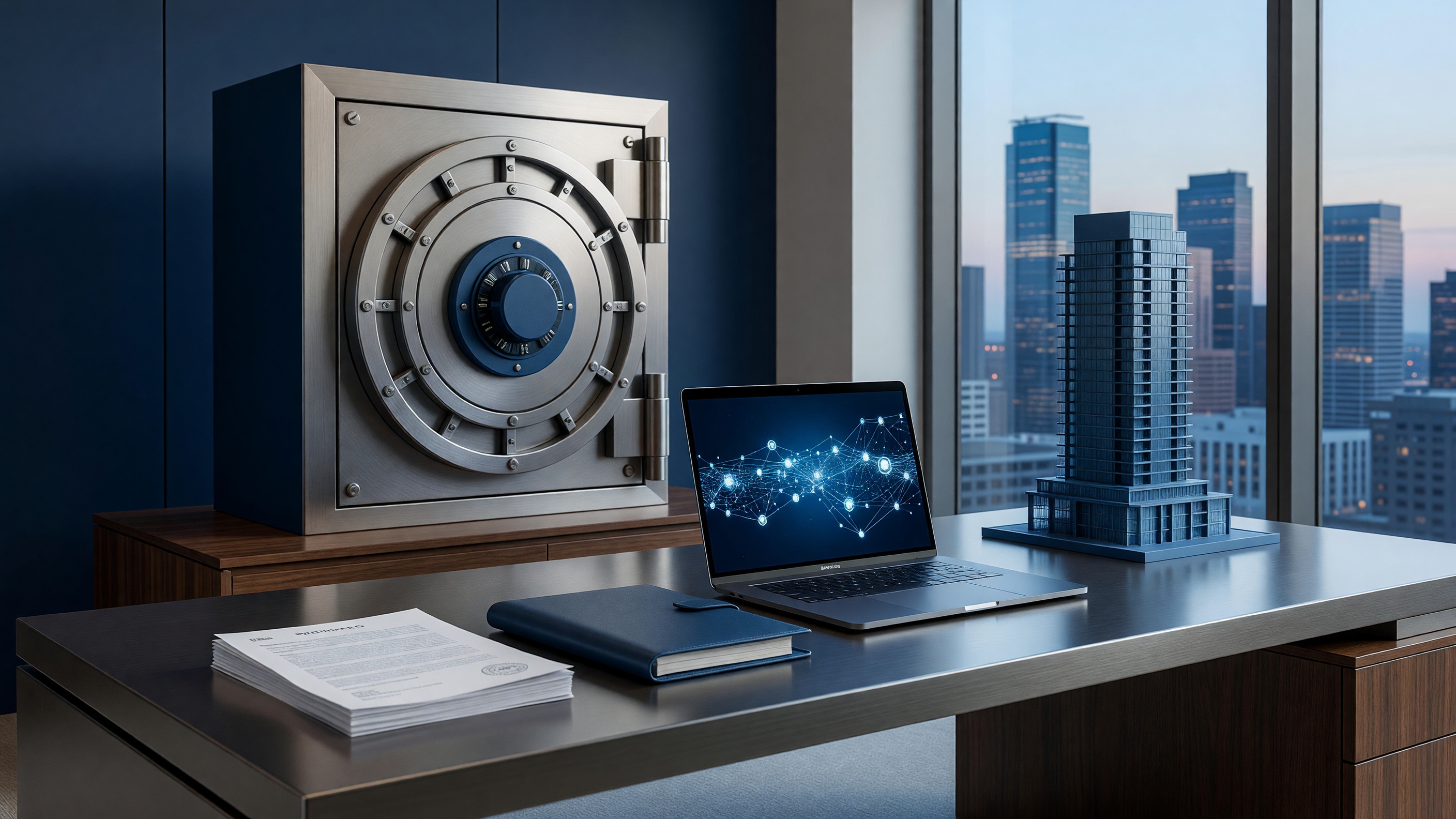 Wyoming LLC formation and asset-protection documents on a desk