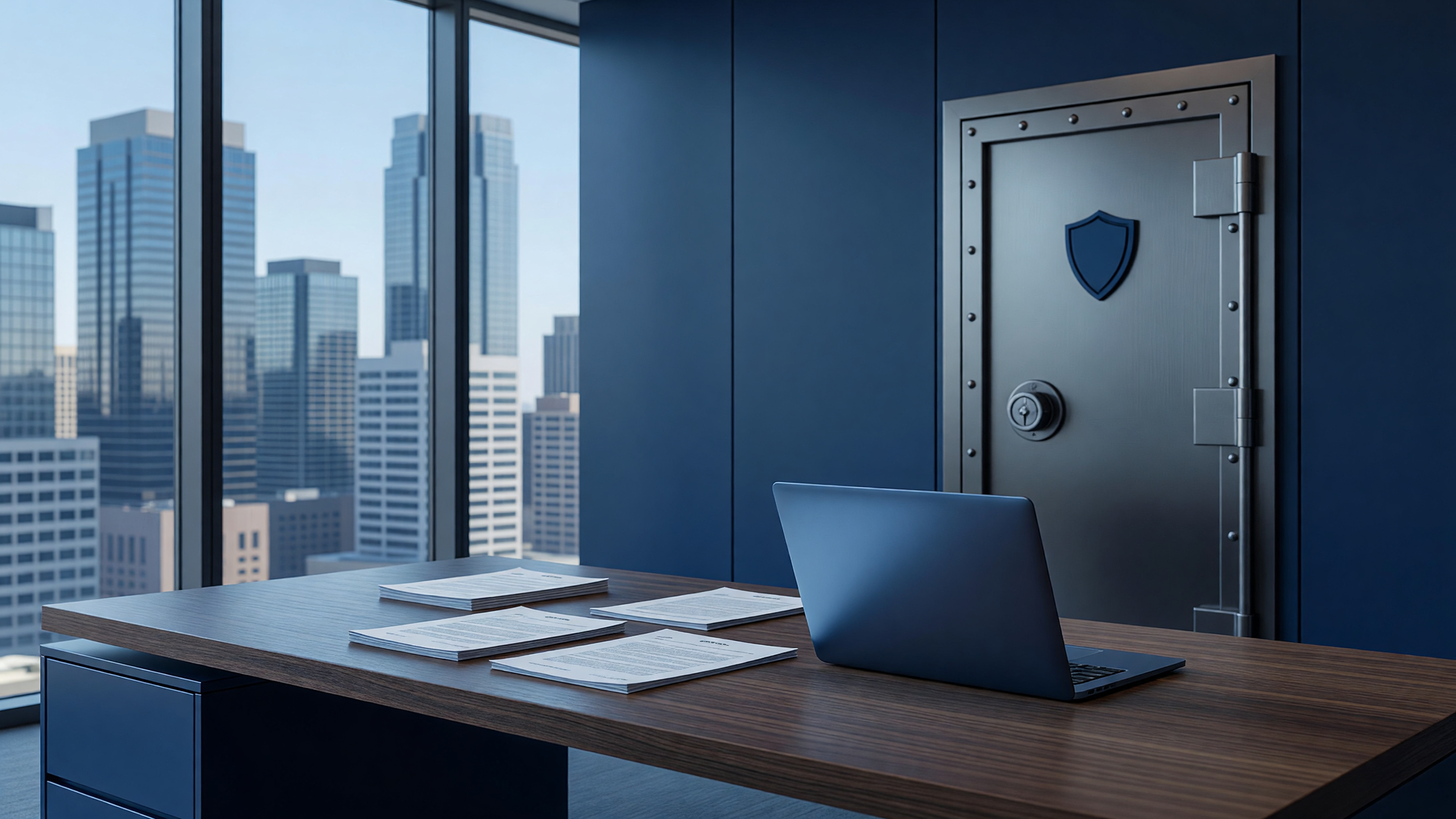 Wyoming LLC formation and asset-protection documents on a desk