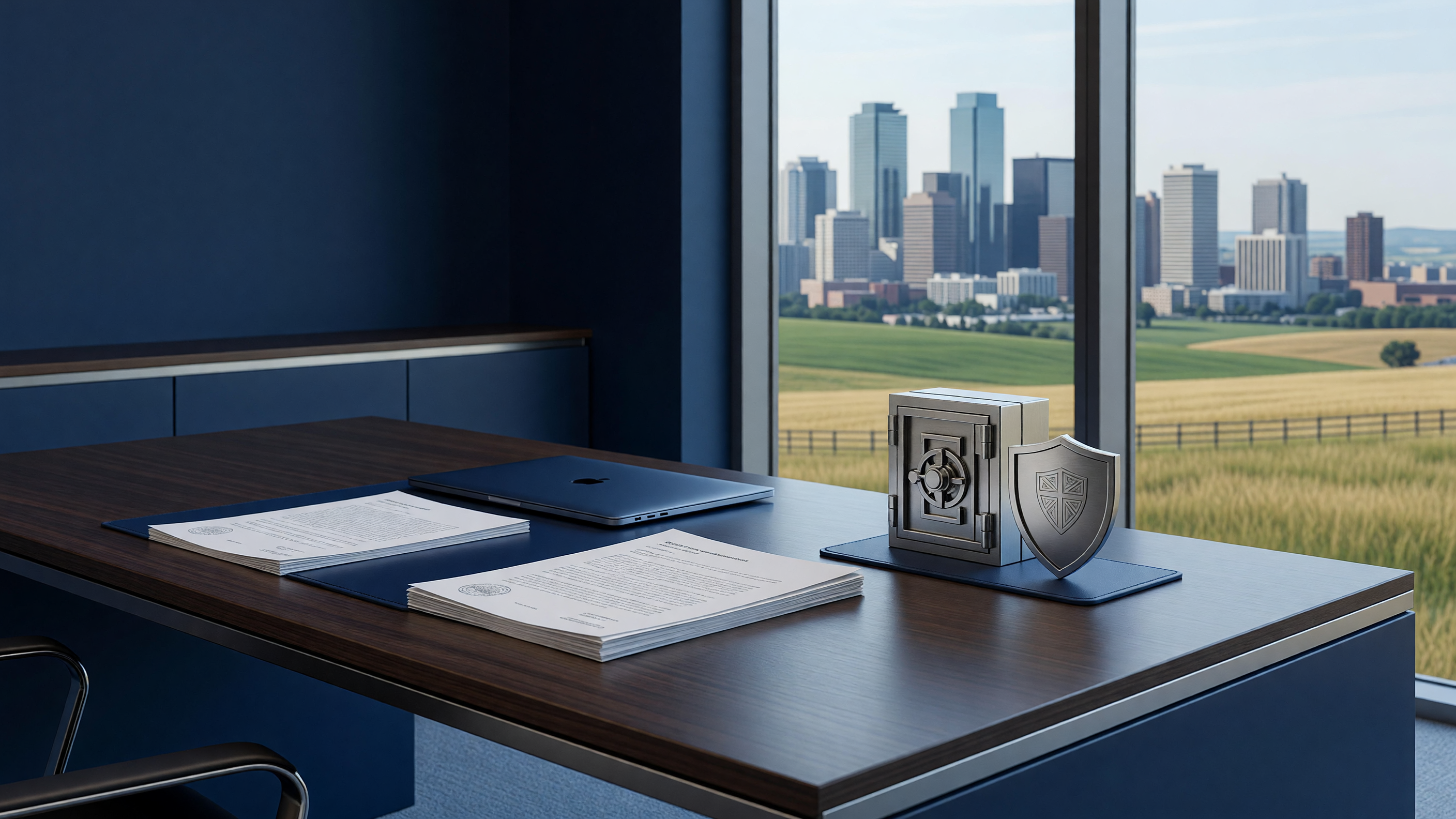 Wyoming LLC formation and asset-protection documents on a desk
